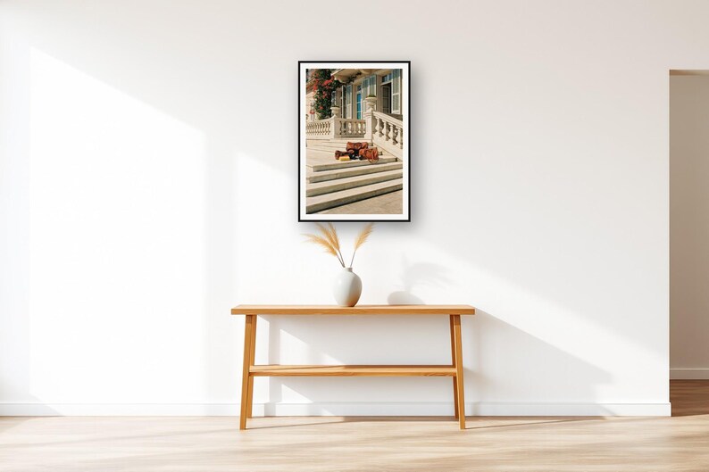 Home Gym Wall Art art print displayed above an entry console table