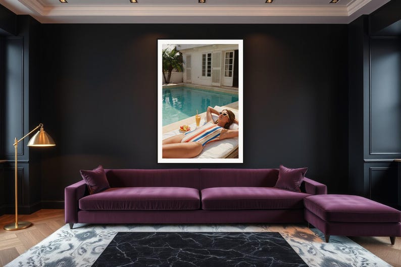 Poolside Wall Art art print framed in a luxury living room