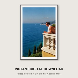 Vintage Riviera Villa Runner Photo | Mediterranean Balcony Fitness Art (Digital Download) image 3