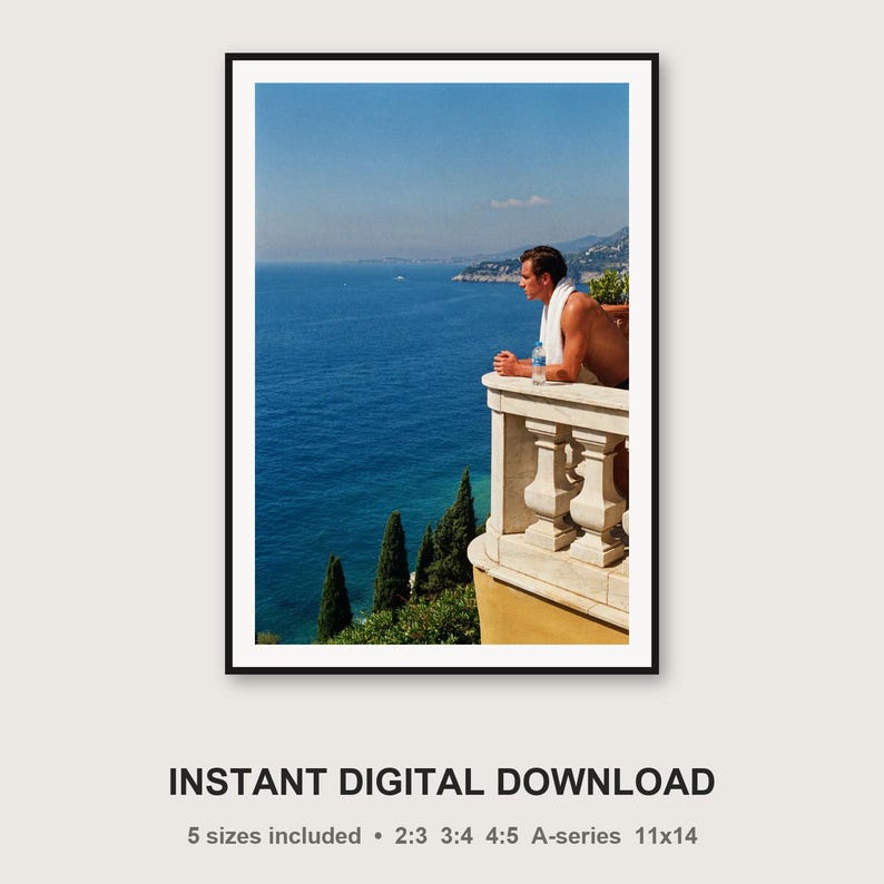 Vintage Riviera Villa Runner Photo | Mediterranean Balcony Fitness Art (Digital Download) image 3