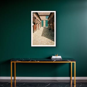 Dalmatian Wall Art art print on a brass and black console vignette