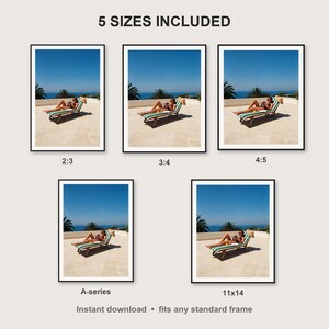 Sun Lounger Wall Art print size chart - 5 ratios included: 2:3, 3:4, 4:5, 11x14, ISO A