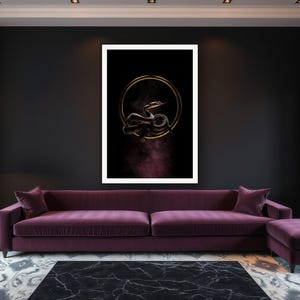 Serpent Wall Art art print framed in a luxury living room