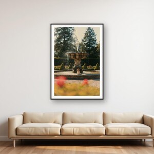 Cavalier Spaniel Stone Fountain Print | Vintage Garden Dog Photography (Digital Download) image 1
