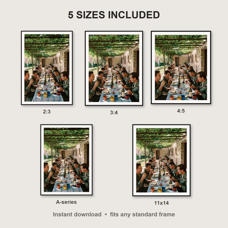 Military Wall Art print size chart - 5 ratios included: 2:3, 3:4, 4:5, 11x14, ISO A
