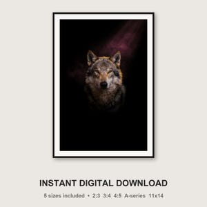 Wolfsmotiv | Dunkler Tier-Dekor mit Messingrand (Digitaler Download) Bild 3