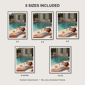 Poolside Wall Art print size chart - 5 ratios included: 2:3, 3:4, 4:5, 11x14, ISO A
