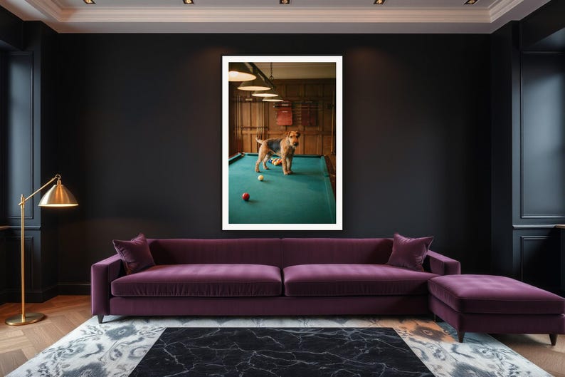 Wire Fox Terrier Wall Art art print framed in a luxury living room