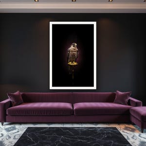 Falcon Wall Art II art print framed in a luxury living room
