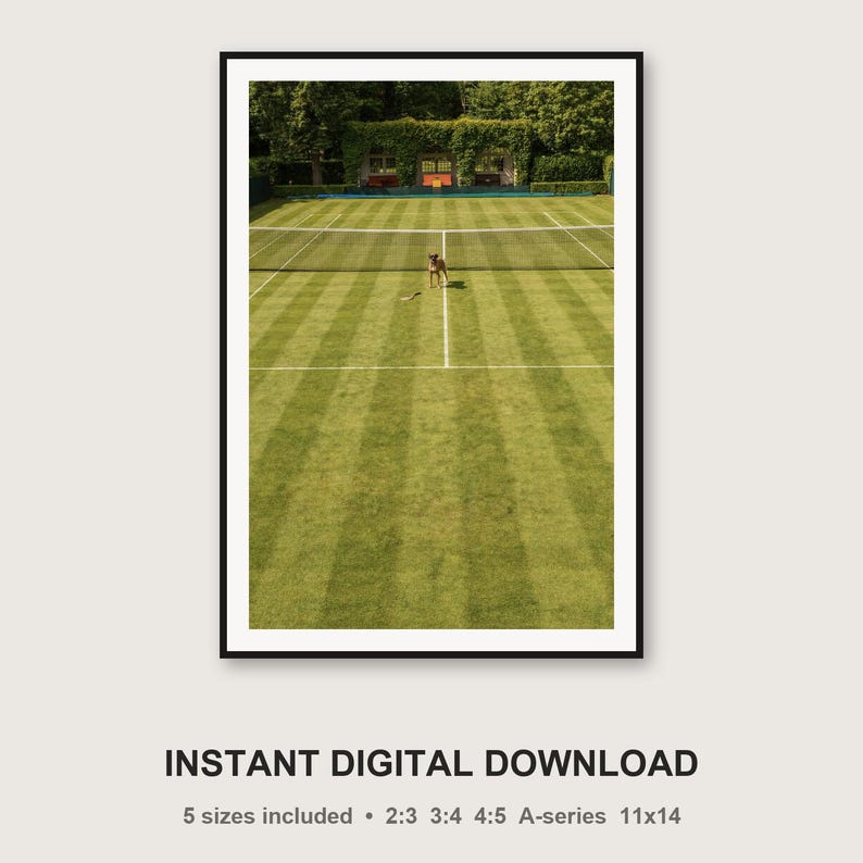 Boxer Dog Tennis Court Print | Vintage Estate Photography | Preppy Home Decor (Digital Download) image 3