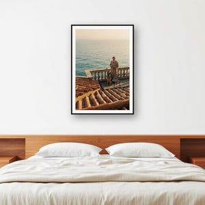 German Shepherd Balcony Print | Vintage Coastal Coffee Scene (Digital Download) image 2