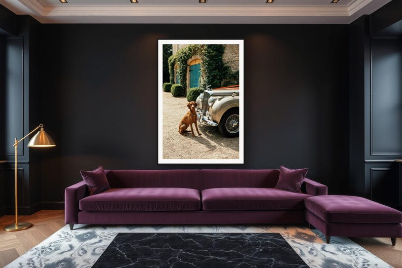 Vizsla Wall Art art print framed in a luxury living room