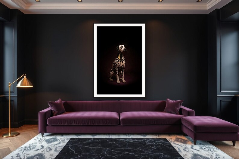 Dalmatian Wall Art art print framed in a luxury living room