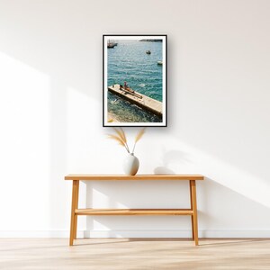 Rowing Wall Art art print displayed above an entry console table