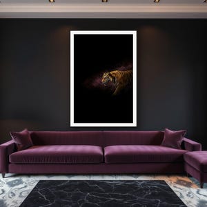Tiger Wall Art art print framed in a luxury living room
