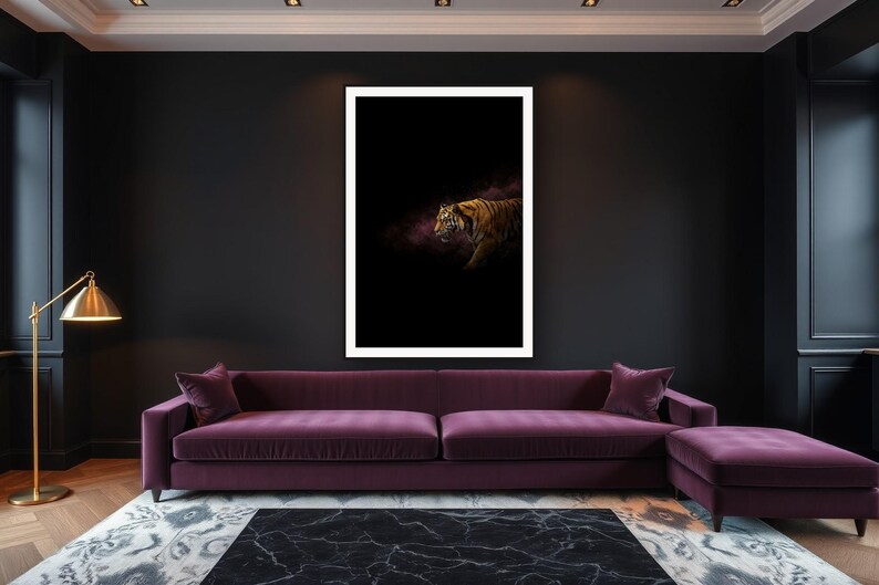 Tiger Wall Art art print framed in a luxury living room