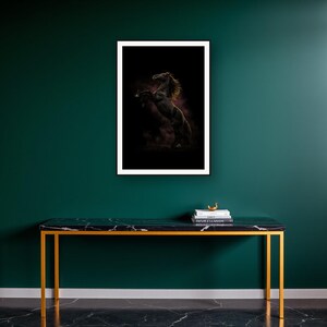 Black Stallion Wall Art art print on a brass and black console vignette
