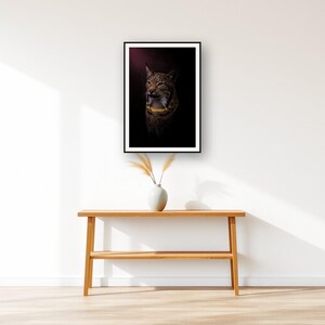 Lynx Wall Art art print displayed above an entry console table