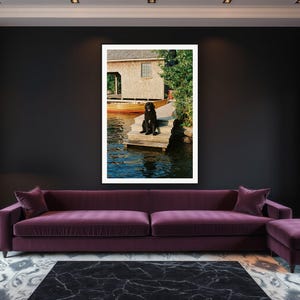 Newfoundland Dog Wall Art art print framed in a luxury living room