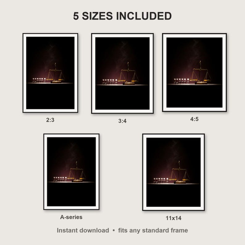 Alchemy Wall Art print size chart - 5 ratios included: 2:3, 3:4, 4:5, 11x14, ISO A