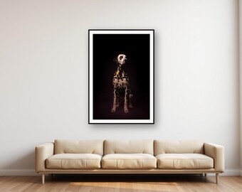 Lámpara con estampado dálmata y borde de latón, decoración de perro en negro y dorado (descarga digital)