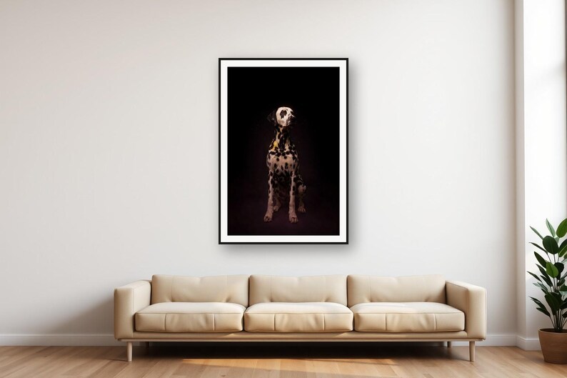 Dalmatiner-Print | Messingrandleuchte, schwarz-goldene Hunde-Deko (Digitaler Download) Bild 1