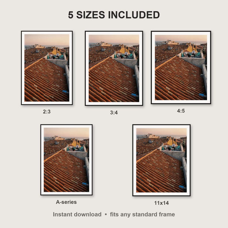 German Shepherd Wall Art print size chart - 5 ratios included: 2:3, 3:4, 4:5, 11x14, ISO A