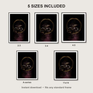 Serpent Wall Art print size chart - 5 ratios included: 2:3, 3:4, 4:5, 11x14, ISO A