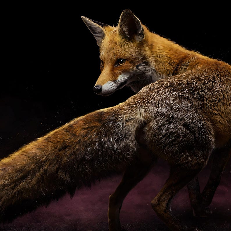 Close-up detail of Fox Wall Art art print