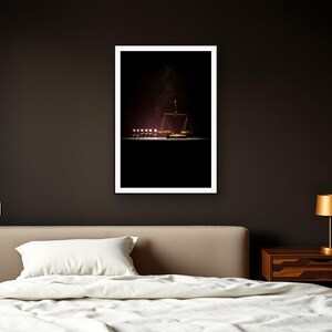 Alchemy Wall Art art print framed in a dark luxury bedroom