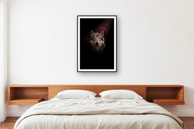 Wolfsmotiv | Dunkler Tier-Dekor mit Messingrand (Digitaler Download) Bild 2