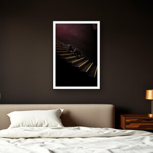 Black Panther Wall Art II art print framed in a dark luxury bedroom