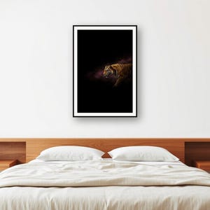 Tiger Wall Art | Brass Light Print | Black Gold Animal Decor (Digital Download) image 2