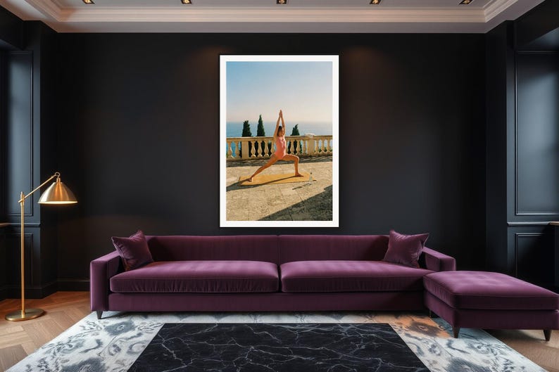 Yoga Wall Art art print framed in a luxury living room