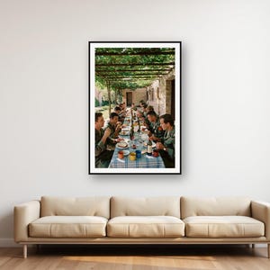 Vintage Soldiers Long Lunch Print | K9 Vineyard Photo, Mediterranean Decor (Digital Download) image 1