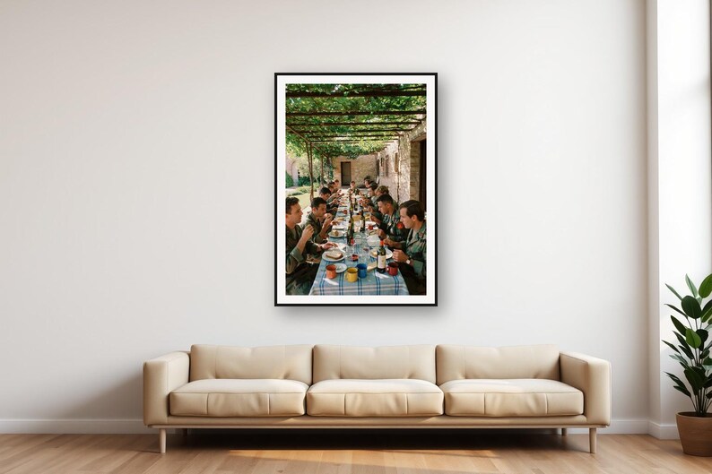 Vintage Soldiers Long Lunch Print | K9 Vineyard Photo, Mediterranean Decor (Digital Download) image 1