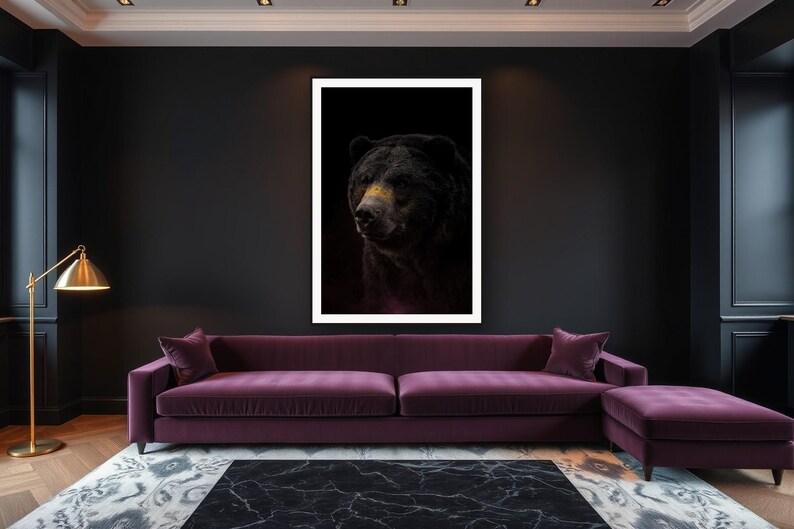 Bear Wall Art II art print framed in a luxury living room