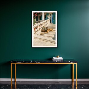 Belgian Malinois Wall Art art print on a brass and black console vignette
