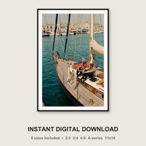 Vintagetryck av schäfer, yachtmarina | Retrofoto av segelhund (digital nedladdning) bild 3