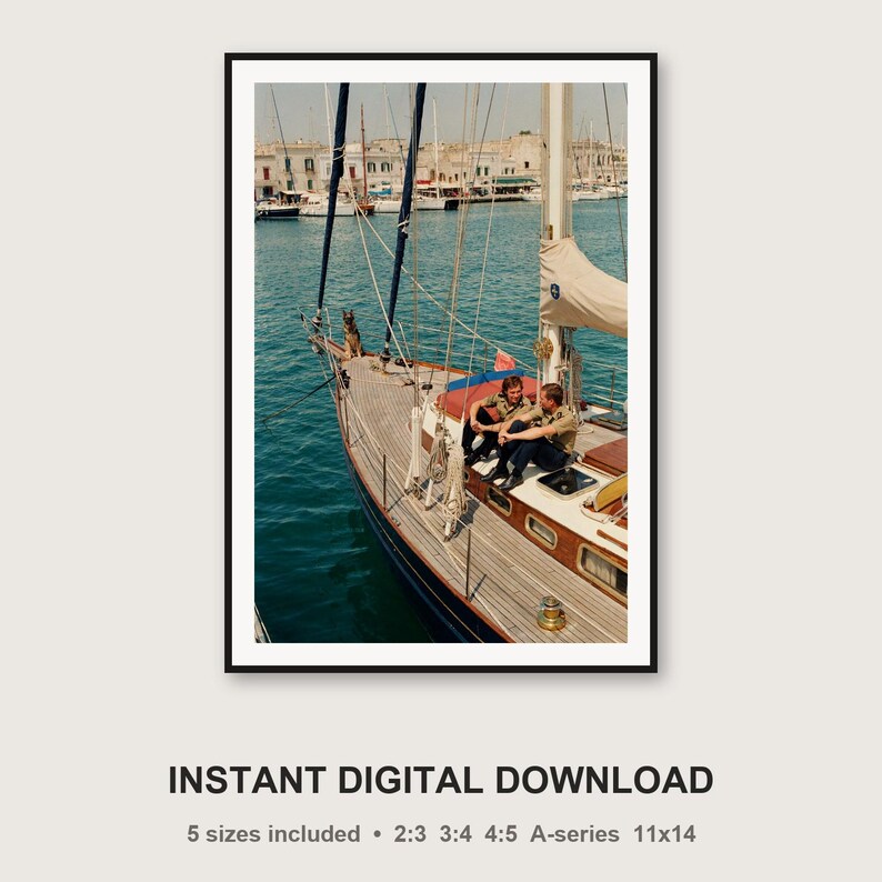 Vintagetryck av schäfer, yachtmarina | Retrofoto av segelhund (digital nedladdning) bild 3