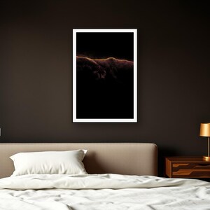 Panther Wall Art art print framed in a dark luxury bedroom