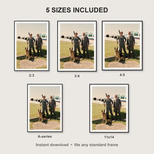 German Shepherd Wall Art print size chart - 5 ratios included: 2:3, 3:4, 4:5, 11x14, ISO A
