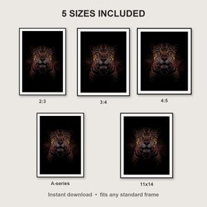 Jaguar Wall Art print size chart - 5 ratios included: 2:3, 3:4, 4:5, 11x14, ISO A