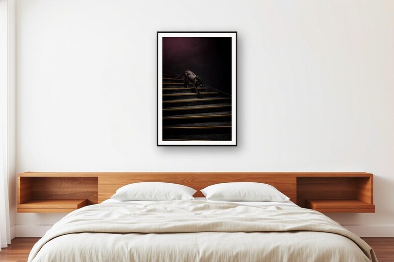 Wandbild „Schwarzer Panther“ | Panther auf Messingtreppe (Digitaler Download) Bild 2