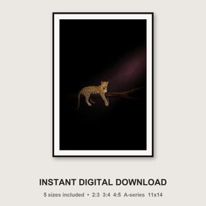 Leopard Wall Art | Brass Rimmed Animal Print (Digital Download) image 3