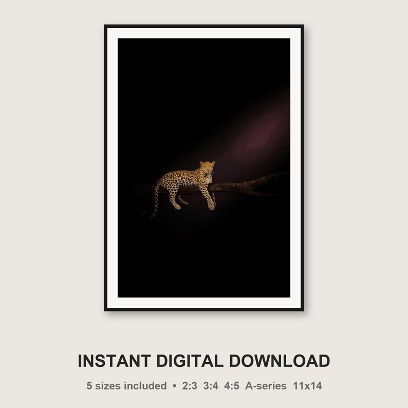 Leopard Wall Art | Brass Rimmed Animal Print (Digital Download) image 3
