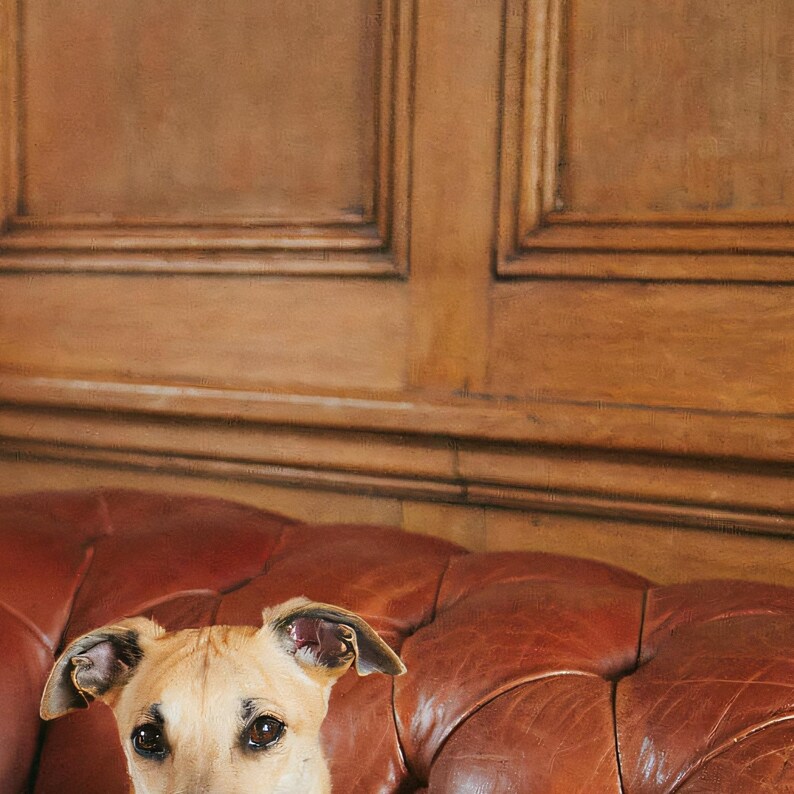 Close-up detail of Whippet Wall Art art print