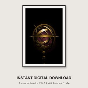 Lámina de la Esfera Armilar Celestial / Decoración Astronómica de Latón (Descarga Digital) imagen 3