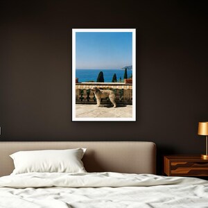 Afghan Hound Wall Art art print framed in a dark luxury bedroom