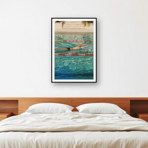 Lámina decorativa de estilo vintage para piscina de villa con nadador / Decoración para entrenamiento físico estilo libre (descarga digital) imagen 2